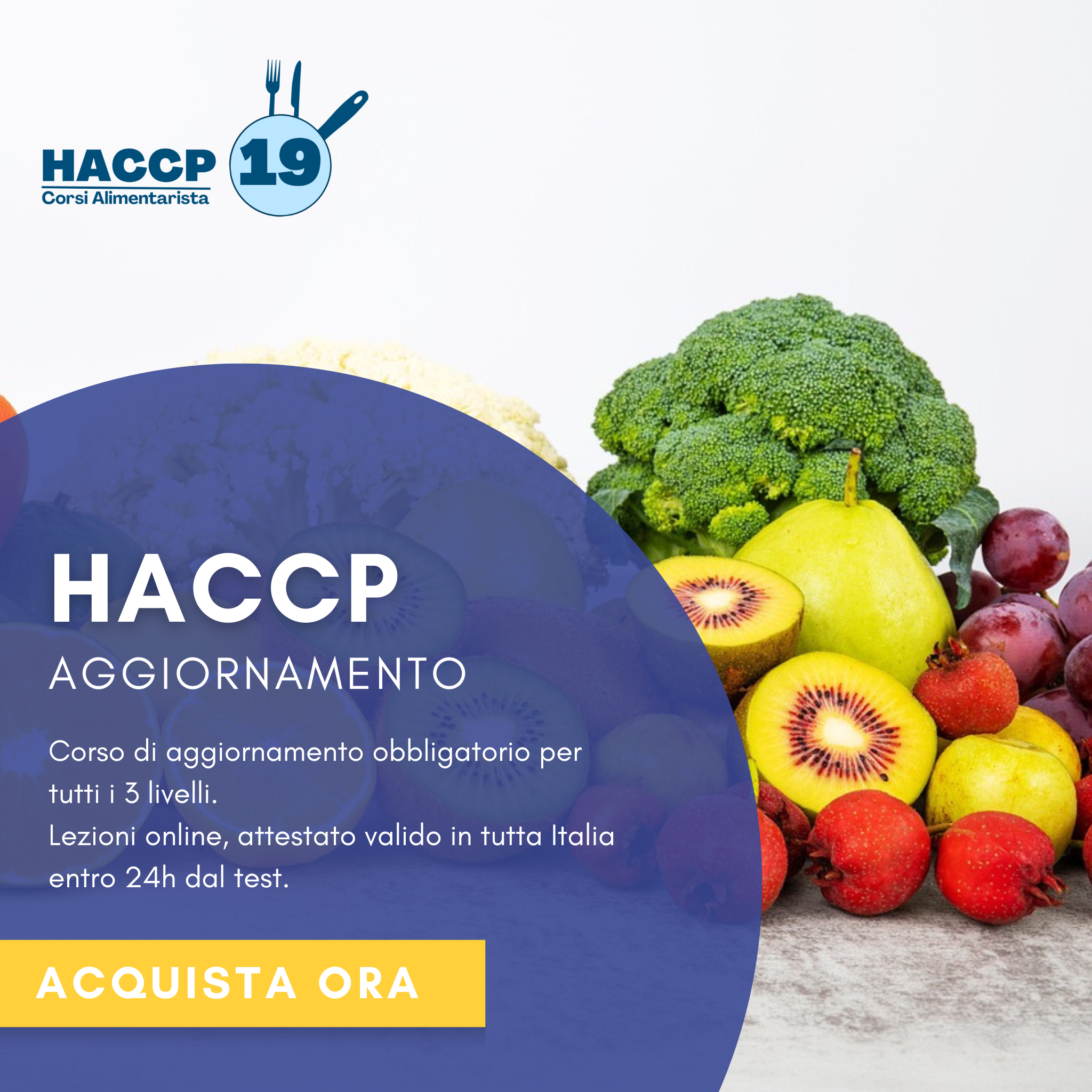 Aggiornamento HACCP Livello I, II, III (Base, Intermedio, Responsabile - Titolare)